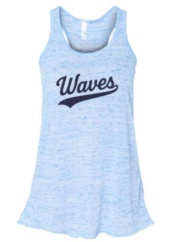 WAVES LADIES LIGHT BLUE BELLA FLOWY RACER TANK