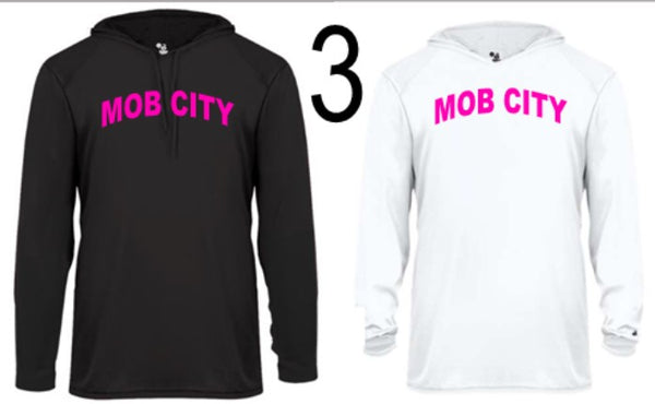 Hitmen Hooded Long Sleeve Dri fit Tee With PINK Logo