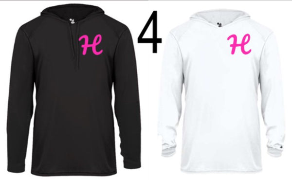 Hitmen Hooded Long Sleeve Dri fit Tee With PINK Logo